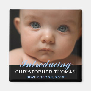 Modern Style Baby Birth Announcement Photo Magnet