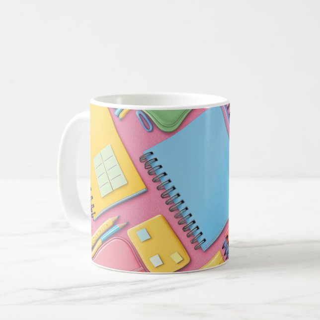 modern-style blue spiral notebook is ideal for tak coffee mug (Front Left)