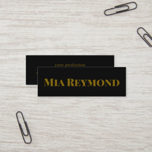 Modern Style Bold Serif Name Black Mini Business Card