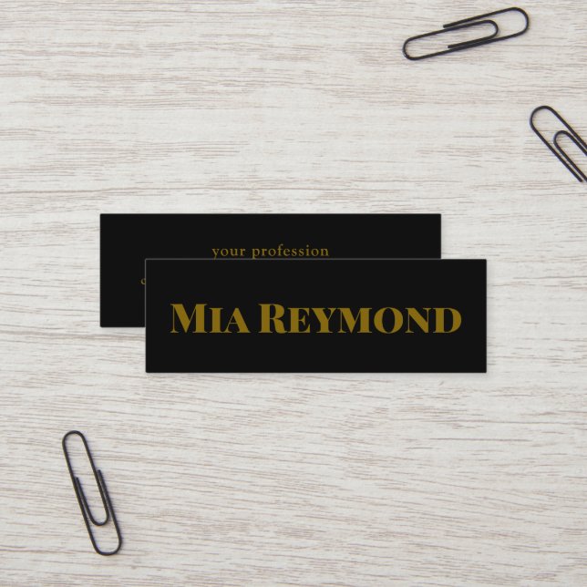 Modern Style Bold Serif Name Black Mini Business Card (Front/Back In Situ)