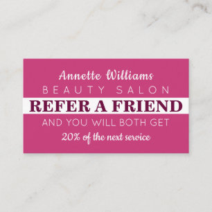 Modern style elegant scarlet purple referral business card