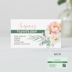 Modern Style Flower Shop Business Card with Peony