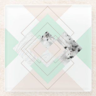 Modern Style Geometric Design Glass Coaster