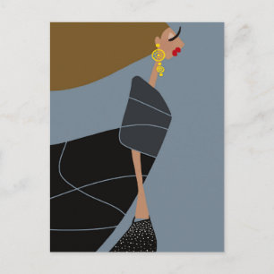 Modern Style Glam Fashion Art Postcard Miss Jazzy