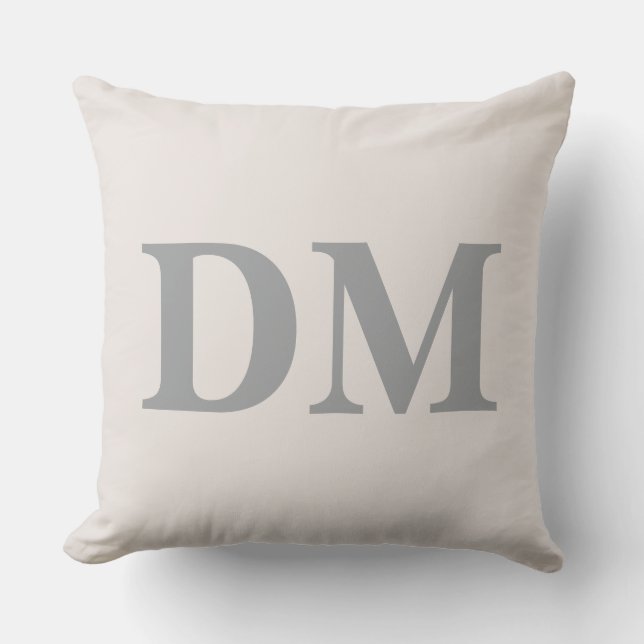 Modern style initials Cool big letters Grey Cushion (Front)