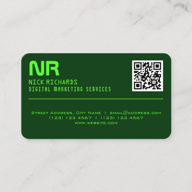 Modern style professional green contrast business card (Front)