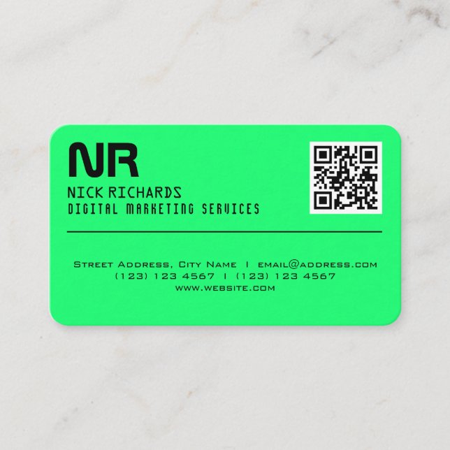 Modern style professional neo style green business card (Front)