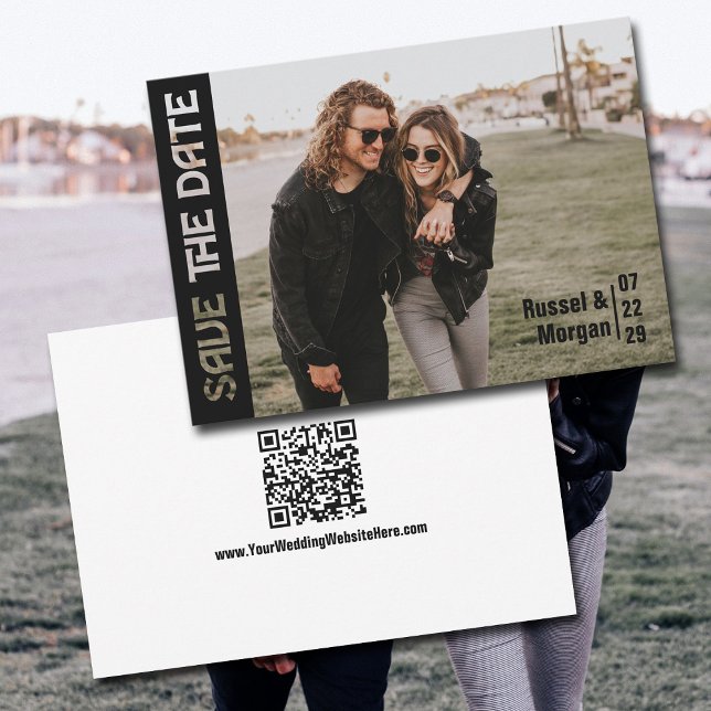Modern Style Typography Photo Casual Save The Date (Modern Save the Date Card.  Add a fun photo of the two of you that makes your love shine! )