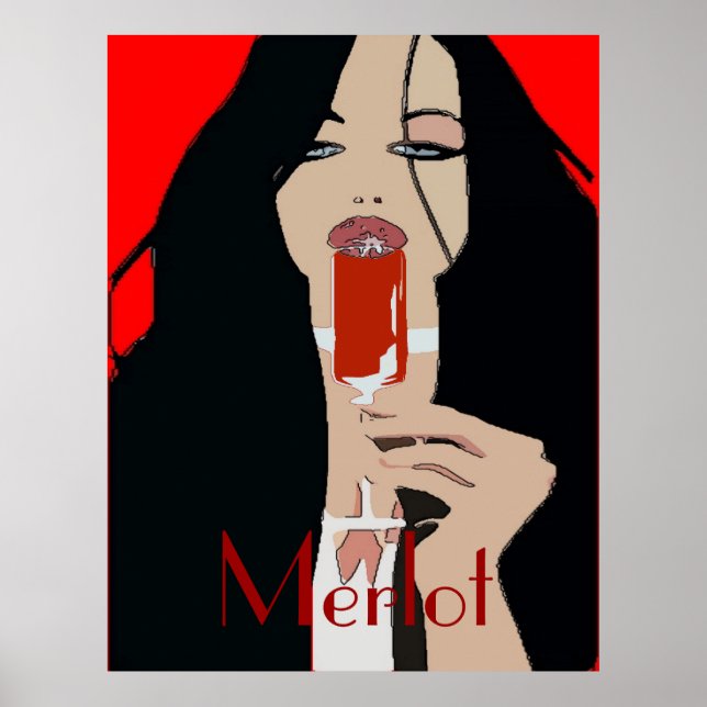 Modern Style Wine Poster, Merlot Poster (Front)