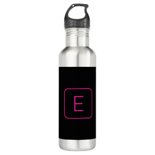 Modern Styled Initial Monogram   Pink & Black 710 Ml Water Bottle