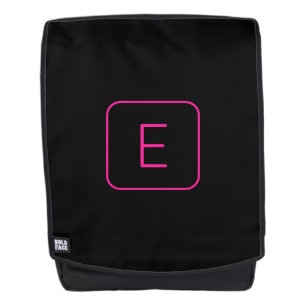 Modern Styled Initial Monogram Pink & Black Backpack
