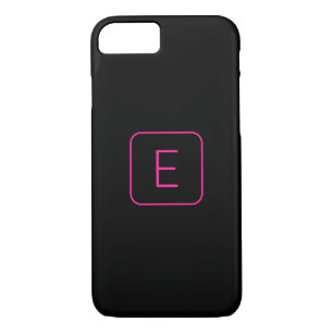Modern Styled Initial Monogram   Pink & Black Case-Mate iPhone Case