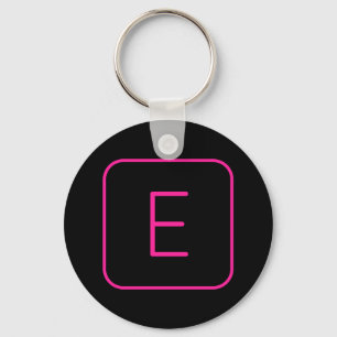 Modern Styled Initial Monogram   Pink & Black Key Ring