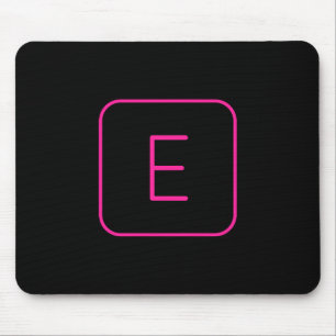 Modern Styled Initial Monogram Pink & Black Mouse Pad