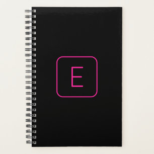 Modern Styled Initial Monogram Pink & Black Planner