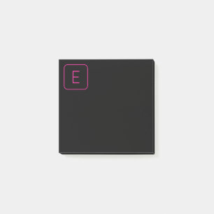 Modern Styled Initial Monogram   Pink & Black Post-it Notes