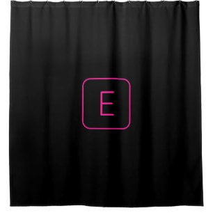Modern Styled Initial Monogram Pink & Black Shower Curtain