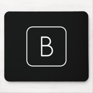 Modern Styled Initial Monogram White & Black Mouse Pad