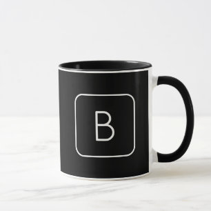 Modern Styled Initial Monogram   White & Black Mug