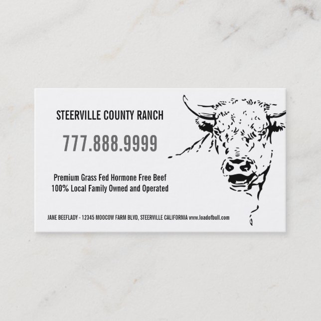 Modern Stylised Beef Ranch Farm Business Card (Front)