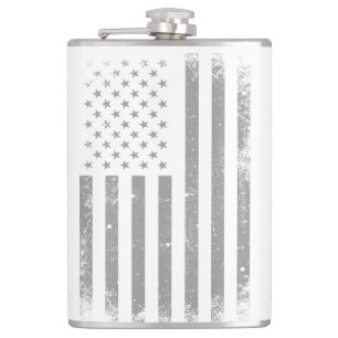 Modern Stylised Black USA Flag , Abstract Hip Flask