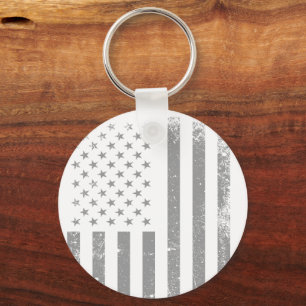 Modern Stylised Black USA Flag , Abstract Key Ring