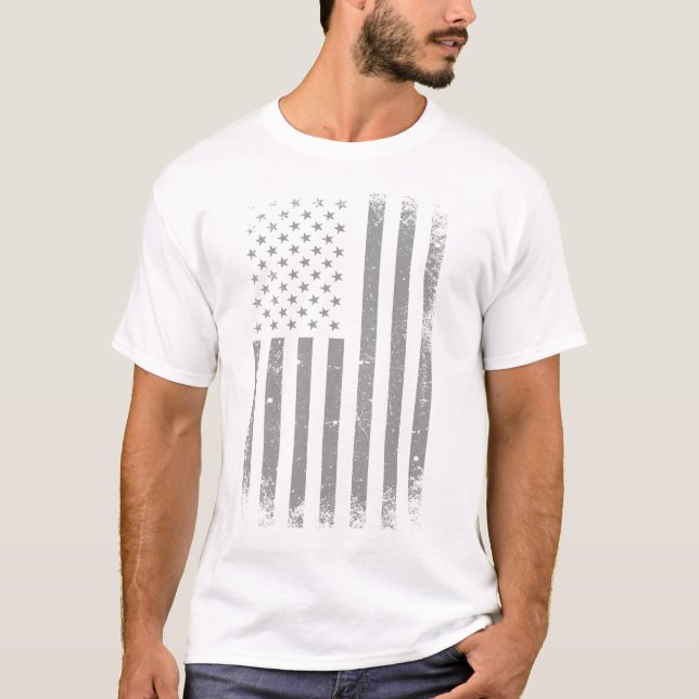 Modern Stylised Black USA Flag , Abstract T-Shirt (Front)