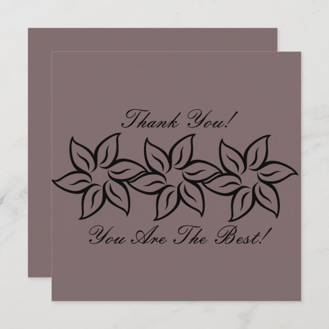 Modern Stylised Flowery Purple & Black Thank You (Front/Back)