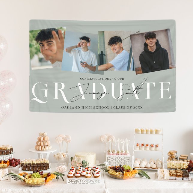 Modern Stylish 4 Photo Graduation Banner (Creator Uploaded)