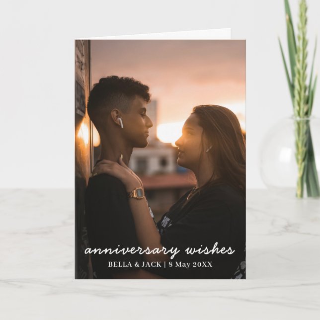 Modern Stylish Anniversary Photo Design Card (Front)