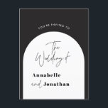 modern stylish arch black and white wedding postcard<br><div class="desc">Modern arch black and white script typography wedding</div>