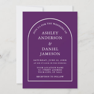 Modern Stylish Arch Purple Wedding Invitation