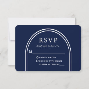 Modern Stylish Arch Wedding Blue RSVP Card