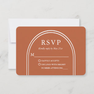 Modern Stylish Arch Wedding Burnt Orange RSVP Card