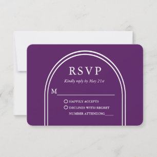 Modern Stylish Arch Wedding Purple RSVP Card