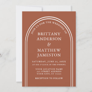 Modern Stylish Arch Wedding Terracotta Invitation