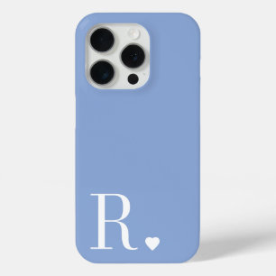 modern stylish baby blue monogram initial iPhone 15 pro case