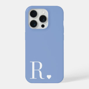 modern stylish baby blue monogram initial iPhone 15 pro case