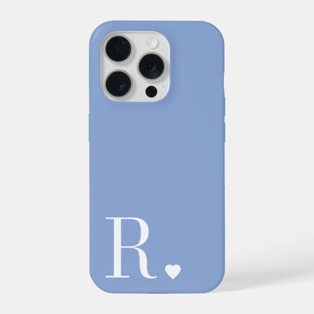 modern stylish baby blue monogram initial  iPhone case (Back)