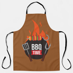 Modern stylish BBQ Time grill chef cook cool brown Apron