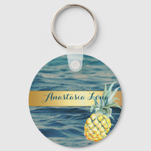 Modern Stylish, Beach, See, Pineapple Key Ring