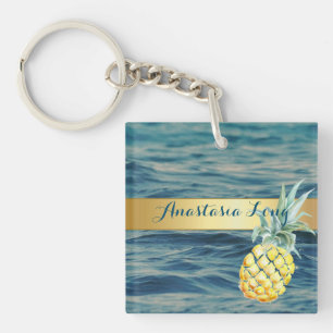 Modern Stylish, Beach, See, Pineapple Key Ring