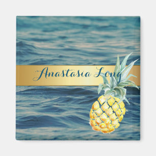 Modern Stylish, Beach, See, Pineapple Magnet
