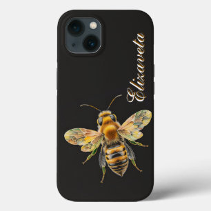 Modern Stylish Bee  Black Monogram  iPhone 13 Case