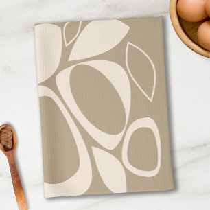 Modern Stylish Beige Cream Abstract Pattern Tea Towel