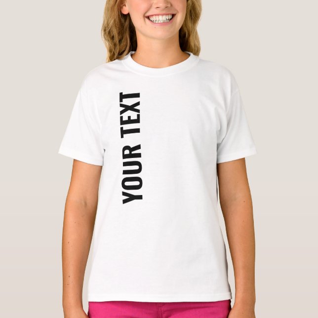 Modern Stylish Big Large Font White Kids Girls T-Shirt (Front)