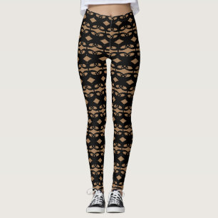 Modern Stylish Black and Beige Leggings