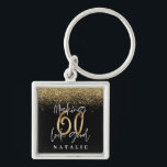 Modern stylish black and gold glitter 60 birthday key ring<br><div class="desc">Modern black and gold effect glitter 60th birthday gift. Part of a elegant stylish collection.</div>
