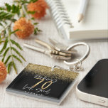 Modern stylish black and gold glitter 70 birthday key ring<br><div class="desc">Modern black and gold effect glitter 70th birthday gift. Part of a elegant stylish collection.</div>