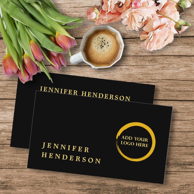 Modern stylish black and gold logo professional business card (Modern stylish black and gold add logo professional business card.)